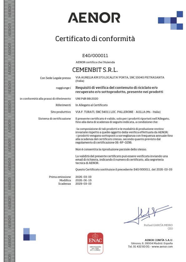 Certificato UNI PDR 88:2020 - PALLERONE